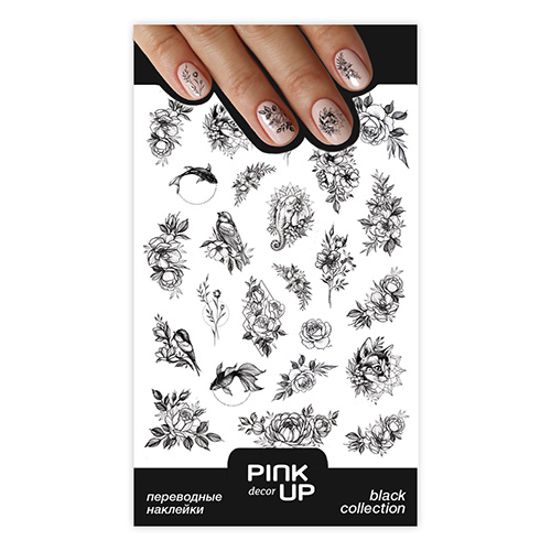 

Наклейки для ногтей PINK UP DECOR BLACK переводные тон 667