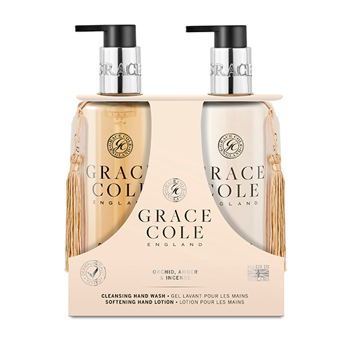 Набор подарочный женский `GRACE COLE` ORCHID, AMBER & INCENSE (мыло жидкое для рук 300 мл, лосьон для рук 300 мл)