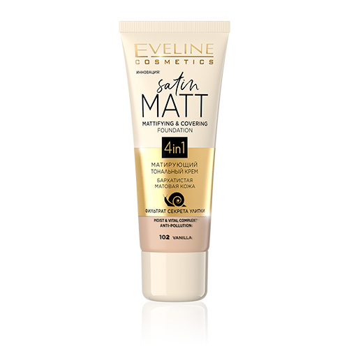 

Крем тональный для лица EVELINE SATIN MATT матирующий тон 102 vanilla