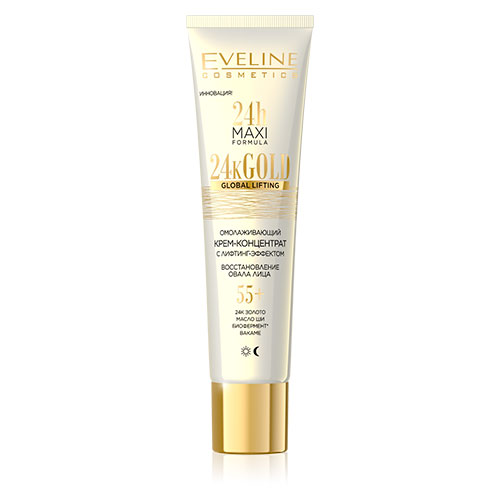 

Крем-концентрат для лица EVELINE 24H MAXI FORMULA 24K GOLD дневной и ночной 55+ омолаживающий 40 мл