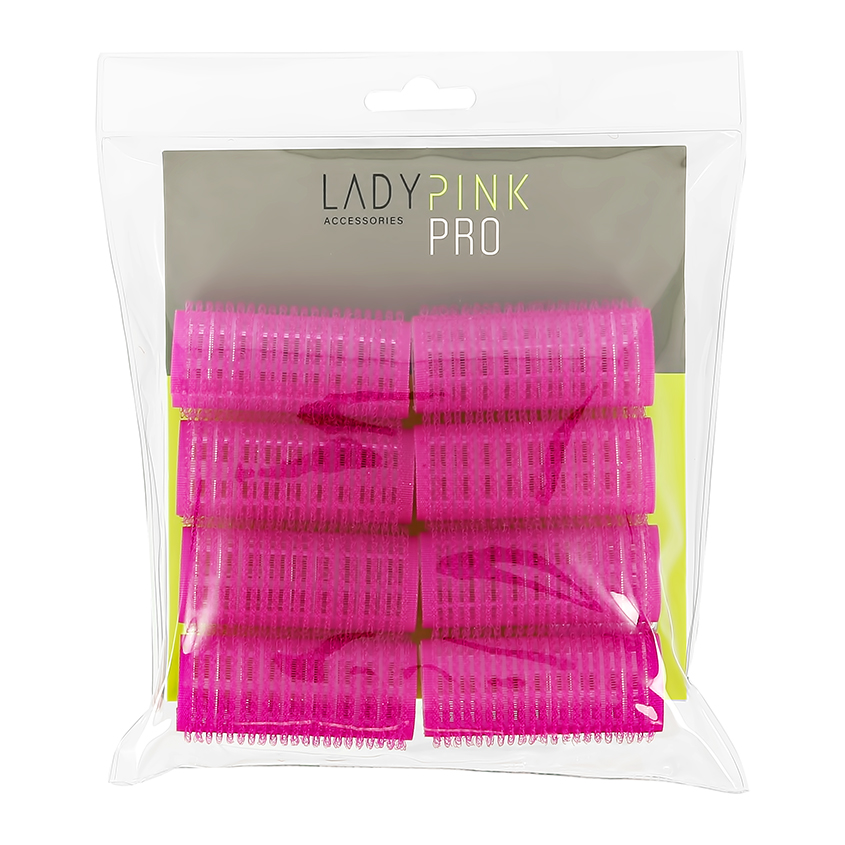 LADY PINK Бигуди-липучки LADY PINK BASIC D 25 мм розовые 8 шт бигуди lady pink поролоновые basic d 30 разноцветные 10 шт