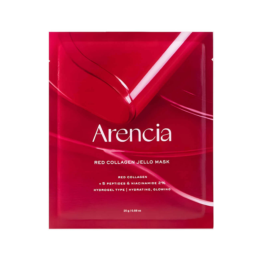 Маска для лица `ARENCIA` RED COLLAGEN гидрогелевая с коллагеном, пептидами и ниацинамидом 25 г