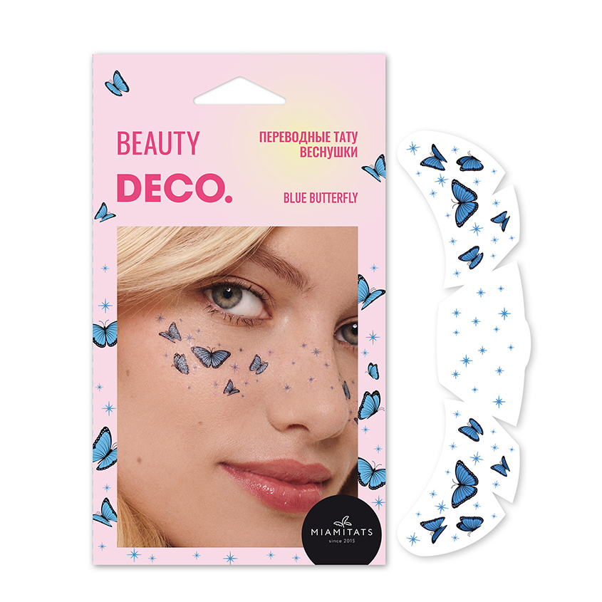 Набор переводных тату-веснушек DECO. FAIRYCORE by Miami tattoos blue butterfly