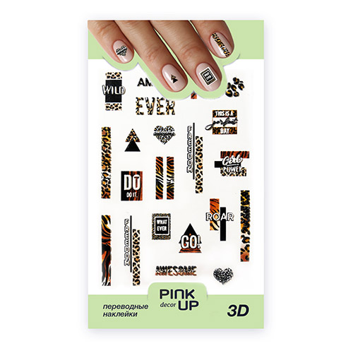 

Наклейки для ногтей PINK UP DECOR 3D переводные тон 687