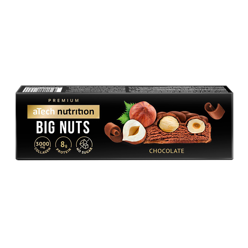 ATECH NUTRITION Батончик глазированный ATECH NUTRITION BIG NUTS со вкусом шоколада с цельным лесным орехом 40 г atech nutrition premium chrome picolinate