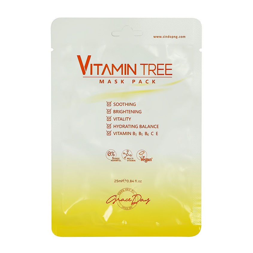 Маска для лица GRACE DAY VITAMIN TREE выравнивающая тон кожи 25 мл маска для лица grace day vitamin tree выравнивающая тон кожи 25 мл
