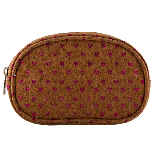 Косметичка LADY PINK TREND овальная с сердечками wood