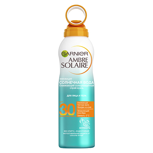 

Солнцезащитный спрей-вуаль GARNIER AMBRE SOLAIRE СОЛНЕЧНАЯ ВОДА для лица и тела SPF-30 200 мл