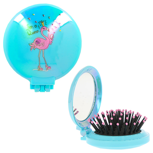 

Расческа для волос LADY PINK FLAMINGO с зеркалом голубая