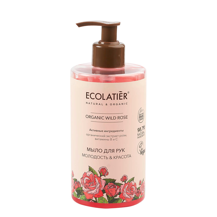 Мыло для рук ECOLATIER ORGANIC WILD ROSE Молодость & Красота 460 мл