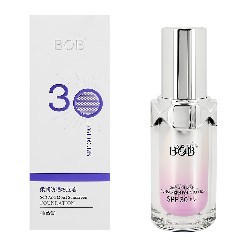 BOB Основа тональная для лица BOB SUNSCREEN FOUNDATION SPF30 PA++ тон 02