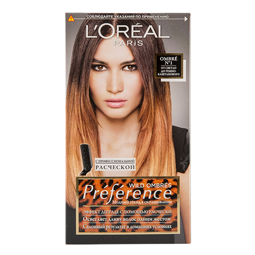 

Краска для волос LOREAL PREFERENCE WILD OMBRES тон 1 От светло до темно-каштанового