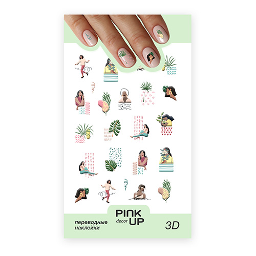 

Наклейки для ногтей PINK UP DECOR 3D переводные тон 785