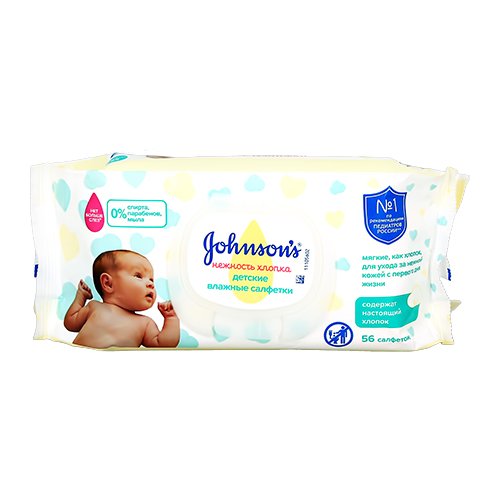 

Салфетки детские JOHNSONS BABY НЕЖНОСТЬ ХЛОПКА влажные 56 шт