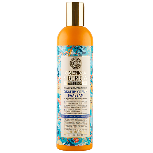 Бальзам для волос `OBLEPIKHA SIBERICA` PROFESSIONAL Питание и восстановление (для ослабленных и поврежденных волос) 400 мл
