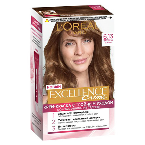 

Крем-краска для волос LOREAL EXCELLENCE тон 6.13 Темно-Русый Бежевый