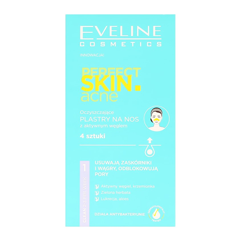 Полоски для носа EVELINE PERFECT SKIN ACNE глубоко очищающие 4 шт biore полоски для носа бамбуковый уголь