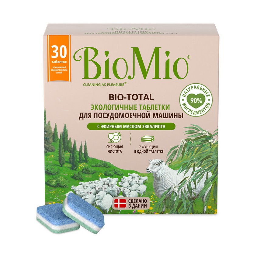 Таблетки для посудомоечных машин `BIOMIO` с маслом эвкалипта 30 шт