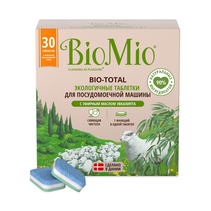 BIOMIO Таблетки для посудомоечных машин BIOMIO с маслом эвкалипта 30 шт biomio таблетки для посудомоечной машины с эфирным маслом эвкалипта 100 шт biomio посуда