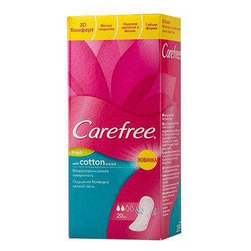 Прокладки ежедневные CAREFREE Cotton Fresh ароматизированные воздухопроницаемые 20 шт