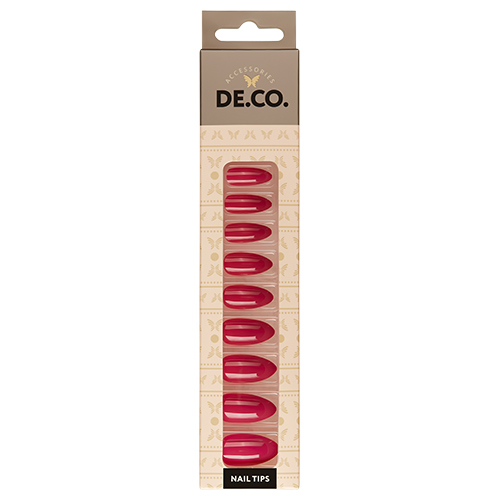 Набор накладных ногтей DE.CO. ESSENTIAL LONG pink berry 24 шт + клеевые стикеры 24 шт