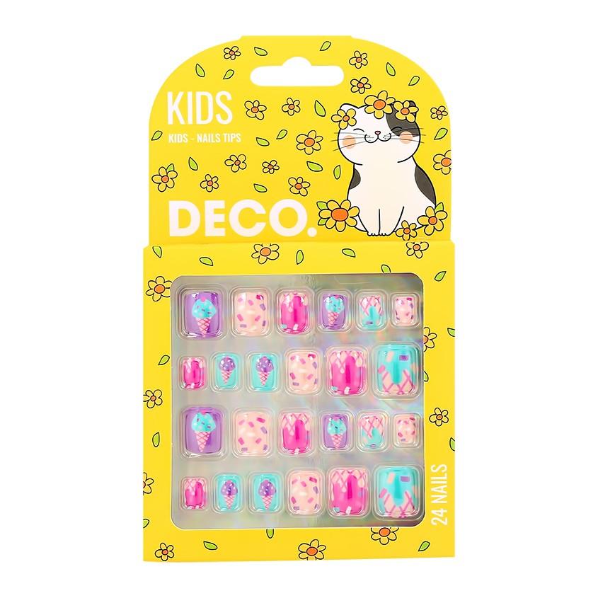 Набор детских накладных ногтей DECO. KIDS самоклеящиеся ice cream 24 шт