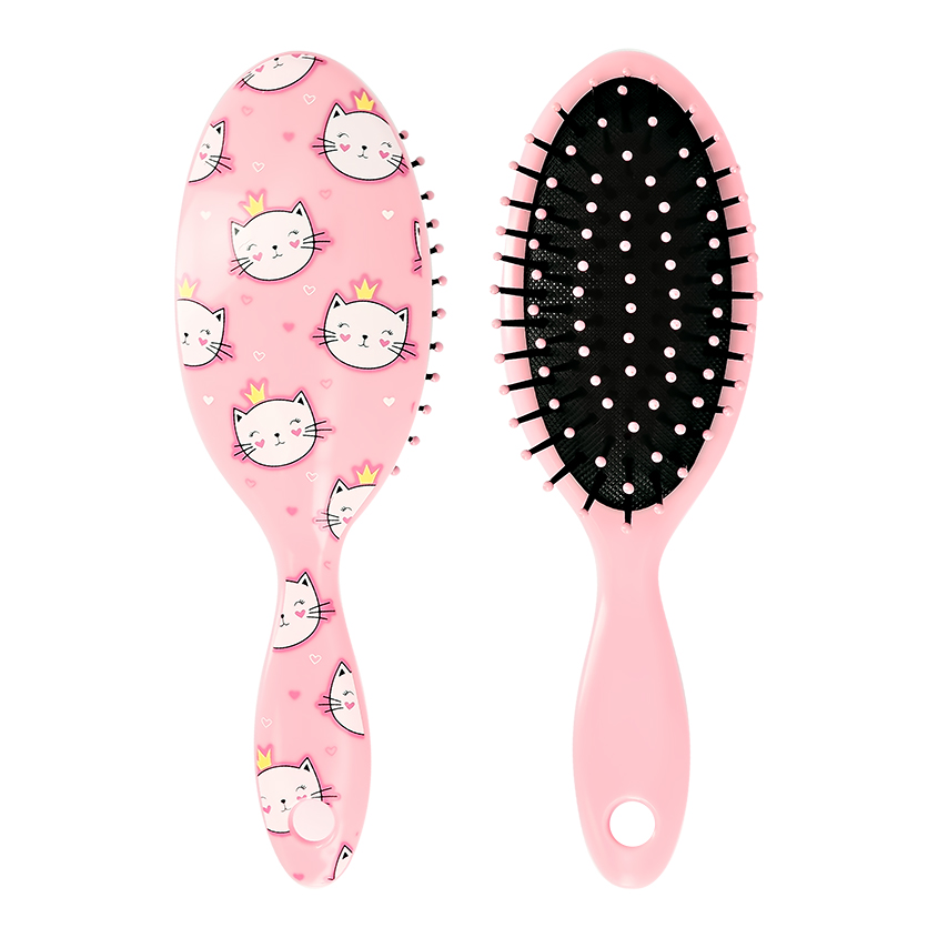 Расческа для волос `MISS PINKY` с принтом кошечки, розовая