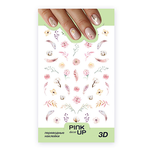 

Наклейки для ногтей PINK UP DECOR 3D переводные тон 709