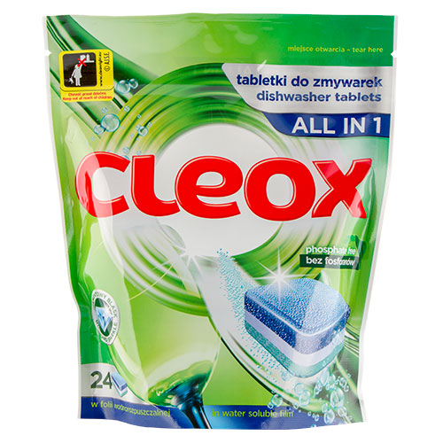 

Таблетки для посудомоечных машин CLEOX Все в 1 24x480 г