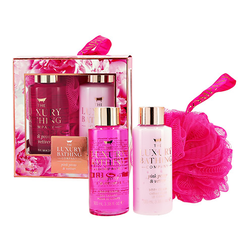 

Набор подарочный женский THE LUXURY BATHING BY GRACE COLE PINK PEONY & VETIVER гель для душа 100 мл, крем для тела 100 мл, мочалка