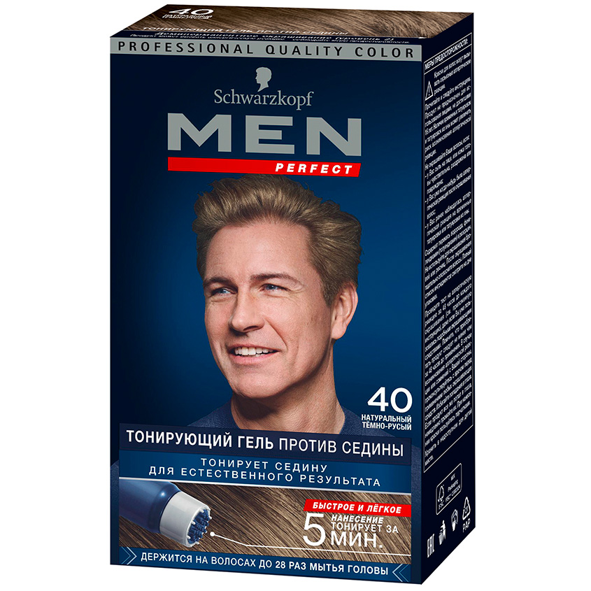 

Гель против седины тонирующий SCHWARZKOPF MEN PERFECT тон 40 Натуральный темно-русый 40 мл