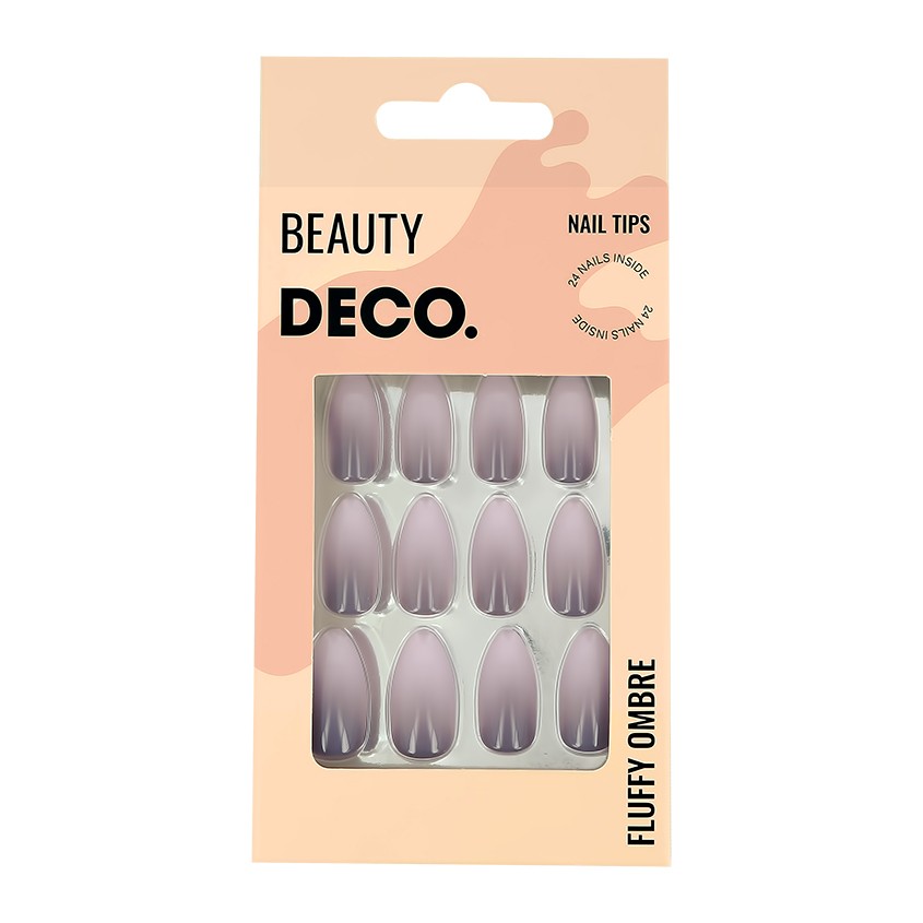 DECO. Набор накладных ногтей с клеевыми стикерами DECO. FLUFFY OMBRE lavander 24 шт + клеевые стикеры 24 шт