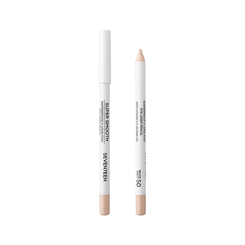 Карандаш для глаз SEVENTEEN SUPER SMOOTH W/P&LONGSTAY водостойкий с витамином Е тон 50 Матовый бежевый
