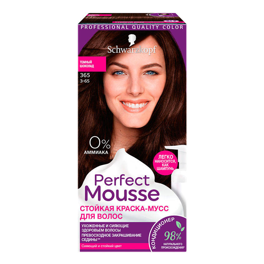 Краска-мусс для волос PERFECT MOUSSE тон 365 Темный шоколад