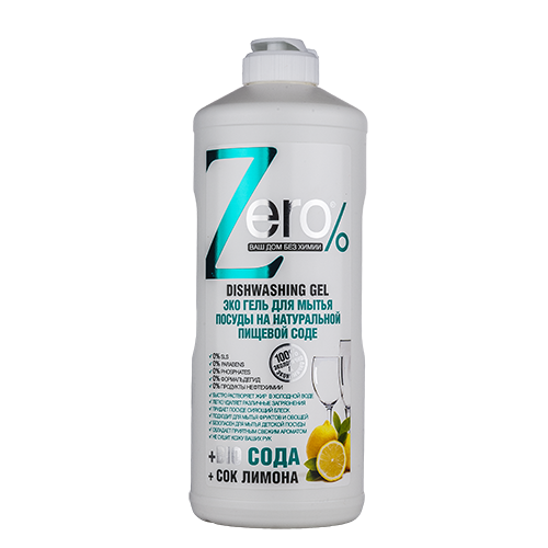 Эко гель для мытья посуды `ZERO` BIO с экстрактом соды и соком лимона 500 мл
