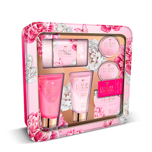 

Набор THE LUXURY BATHING BY GRACE COLE PINK PEONY & VETIVER шипучее ср-во для ванн 50г,соль 80г,гель для душа 75мл,крем для тела 75мл,полотенце