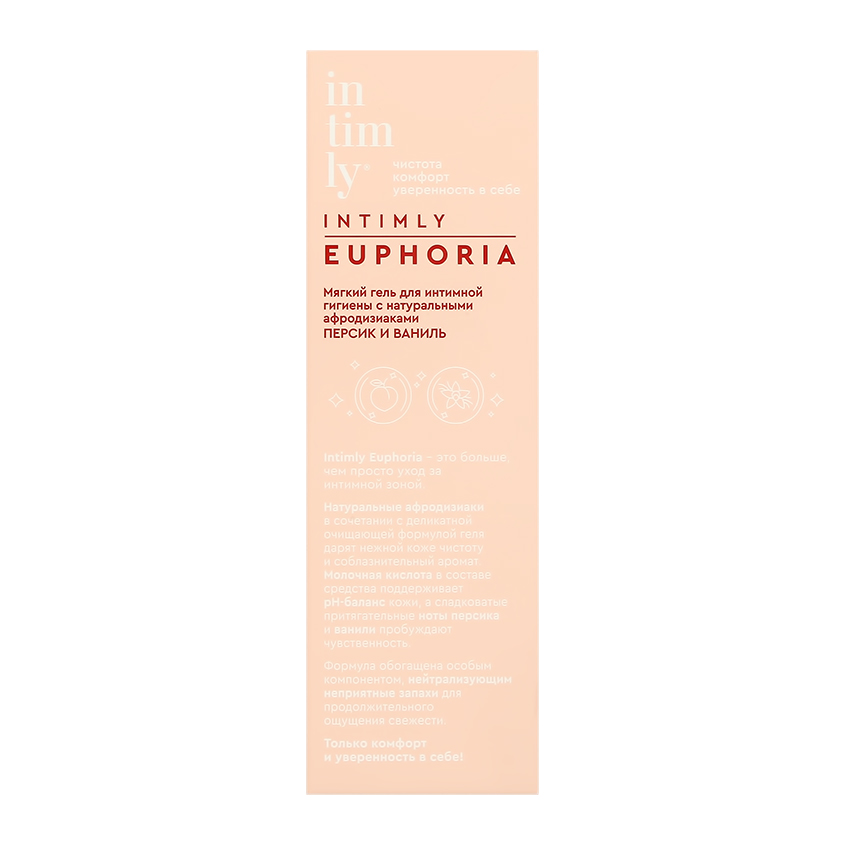 Мягкий гель для интимной гигиены `INTIMLY` EUPHORIA с натуральными афродизиаками (персик и ваниль) 220 мл