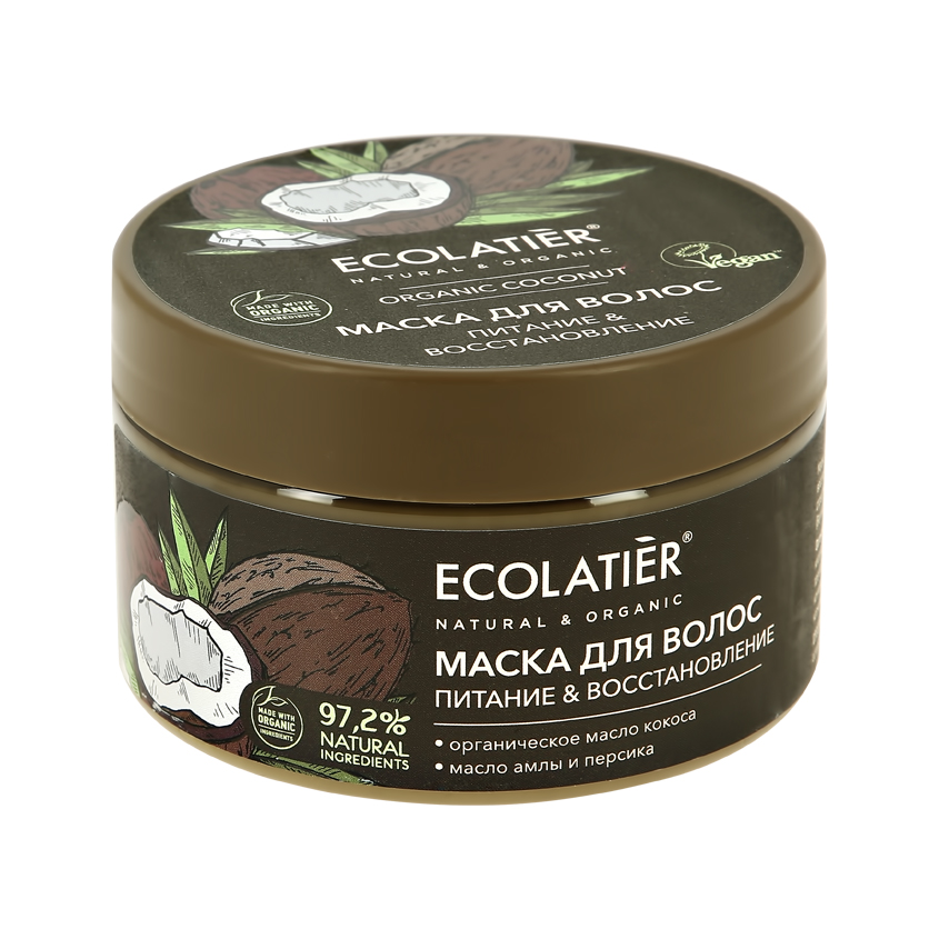 Маска для волос ECOLATIER ORGANIC COCONUT Питание & восстановление 250 мл