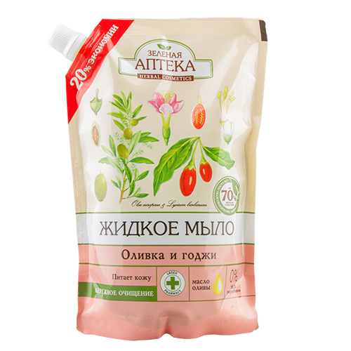 

Мыло жидкое ЗЕЛЕНАЯ АПТЕКА Оливка и годжи 460 мл