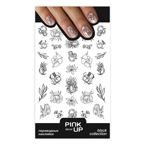 

Наклейки для ногтей PINK UP DECOR BLACK переводные тон 643