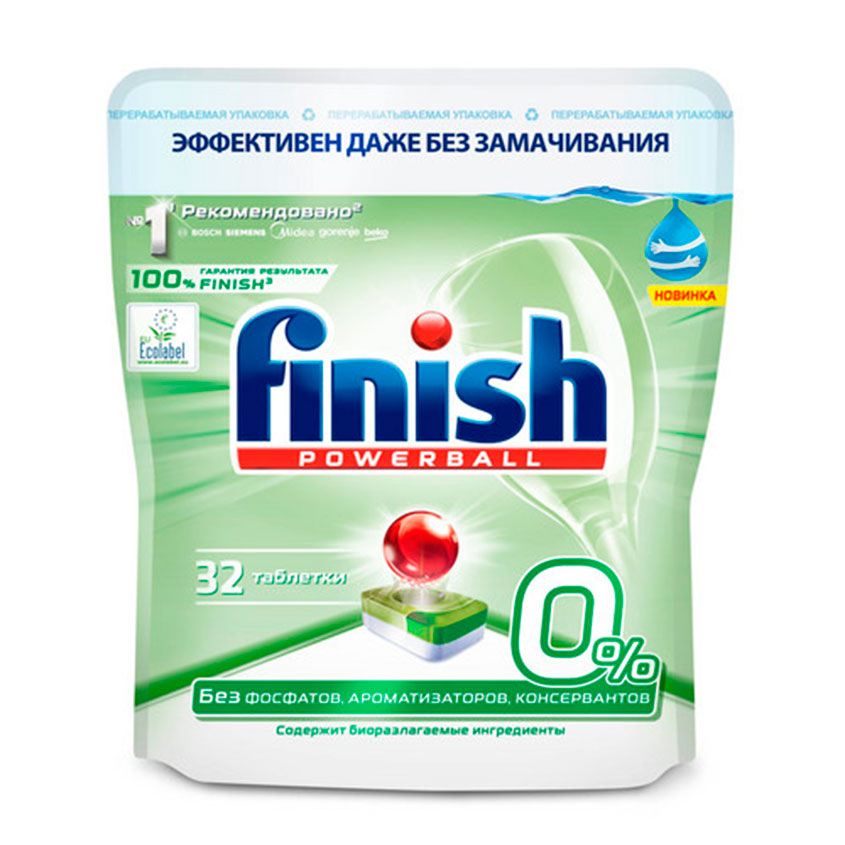 FINISH Таблетки для посудомоечных машин FINISH бесфосфатные 0% 32 шт таблетки для посудомоечной машины calgonit finish 0% бесфосфатные 32 шт