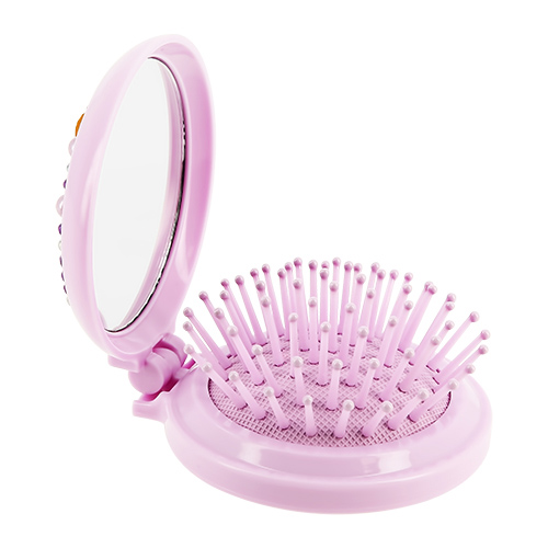 Расческа для волос `MISS PINKY` с зеркалом и стразами (сиреневая)