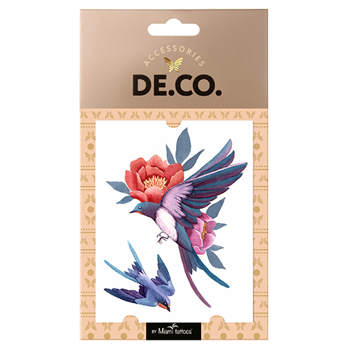 

Татуировка для тела DE.CO. WATERCOLOR STORY by Miami tattoos переводная Floral Bird