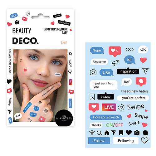 

Набор татуировок для тел DECO. LETTERING by Miami tattoos переводная Chat