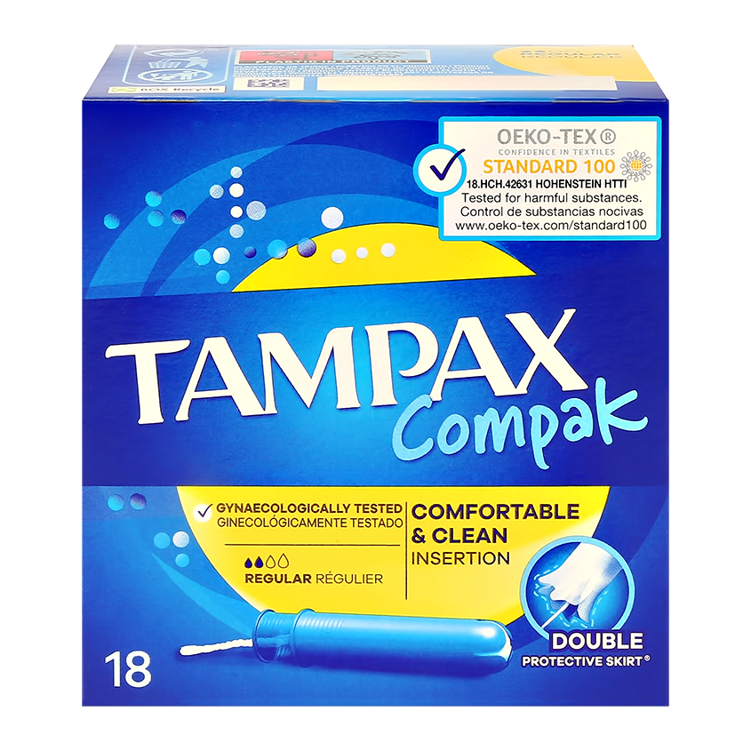 TAMPAX Тампоны с аппликатором TAMPAX COMPAK REGULAR 18 шт tampax compak regular тампоны гигиенические с аппликатором 16 шт