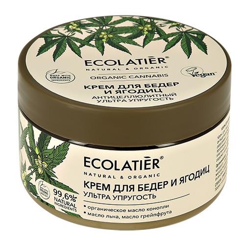 ECOLATIER Крем для бедер и ягодиц ECOLATIER ORGANIC CANNABIS Ультра упругость антицеллюлитный 250 мл крем для бедер и ягодиц антицеллюлитный ультра упругость ecolatier organic cannabis 250 мл