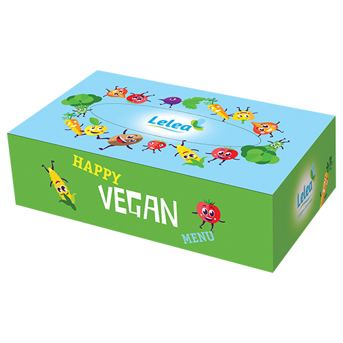 Салфетки бумажные LELEA 2-х слойные Happy vegan 100 шт