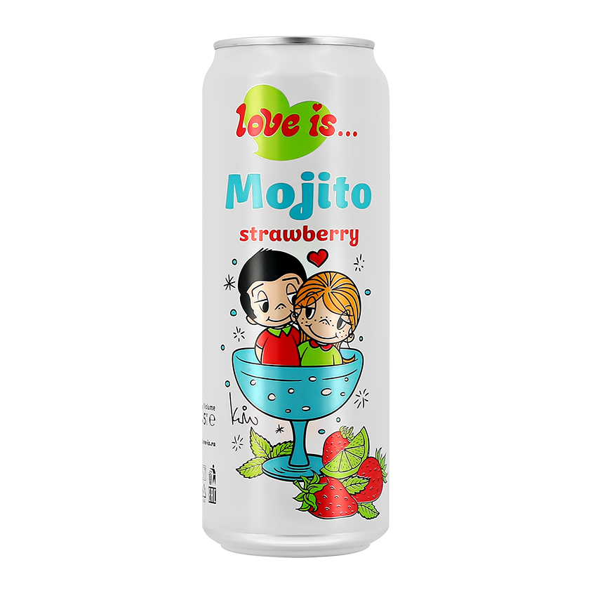 Газированный напиток LOVE IS… MOJITO со вкусом клубники 0,45 л