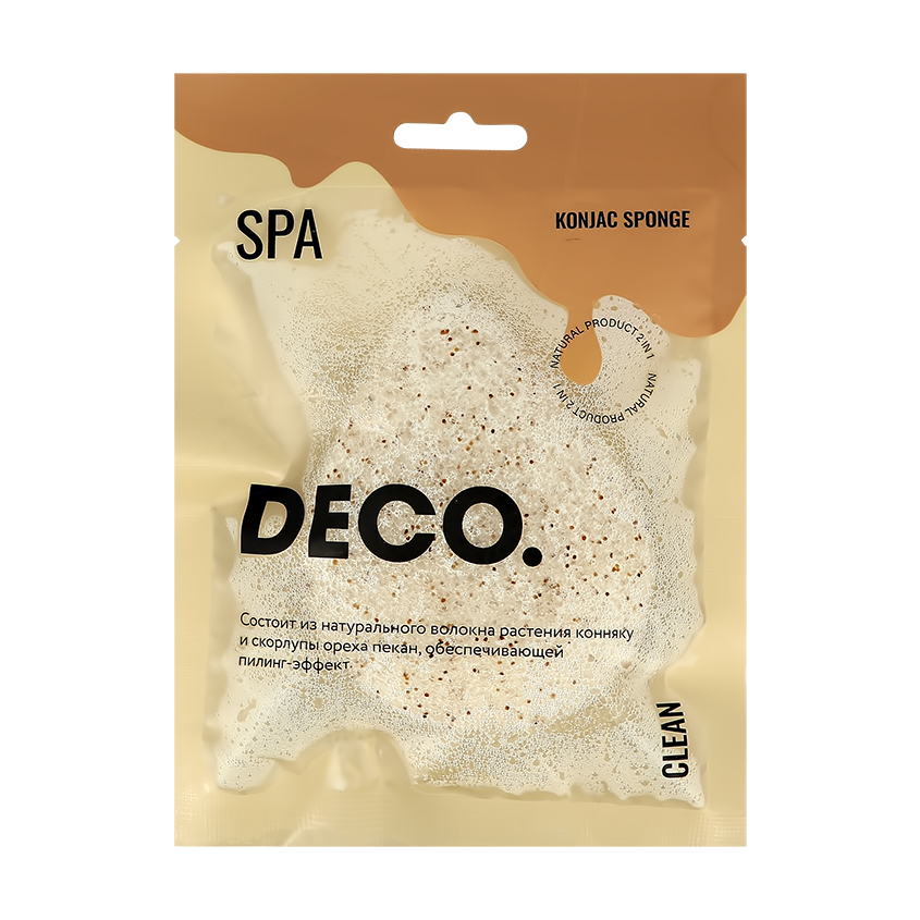 DECO. Спонж из конняку DECO. CLEAN 2 в 1 с пилинг эффектом спонж из конняку deco clean каплевидный yellow