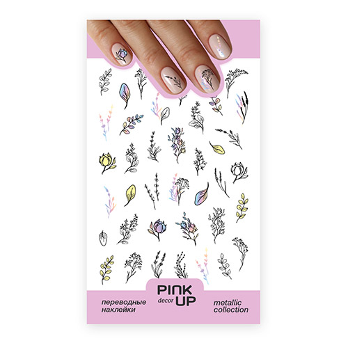 

Наклейки для ногтей PINK UP DECOR METALLIС переводные тон 808